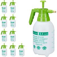 RELAXDAYS 10 x Drucksprüher, 1,5 Liter, einstellbare Messingdüse, Garten, Bewässerung, Schädlingsbekämpfung, PE, weiß/grün