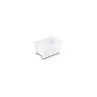 Nestbare stapelbak van HDPE, inhoud 50 l, wanden en bodem geperforeerd, naturel wit