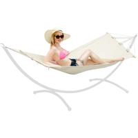 Amanka Outdoor Stabhängematte 190x80cm Garten Hängematte mit Stange bis100kg Beige