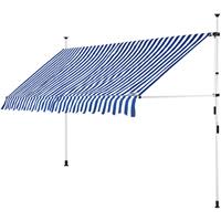 DETEX Markise Balkonmarkise Klemmmarkise 150 - 400cm Sonnenmarkise UV- und witterungsbeständig Wasserabweisend Garten Terrasse Blau/Weiß, 200cm - 