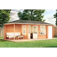 Alpholz 5-hoekig tuinhuis model rhein met aanbouw