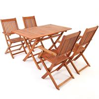 DEUBA Sitzgruppe Sydney 4+1 FSC-zertifiziertes Akazienholz 5-TLG Tisch klappbar Sitzgarnitur Holz Garten Möbel Set - 