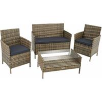 Tectake adeira - Wicker Tuinset - 2 Stoelen 1 Zitbank - Natuur - 403693