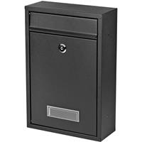 MUCOLA 32 CM Wandbriefkasten Schwarz Postkasten Zeitungsrolle Mailbox Letterbox Stahl