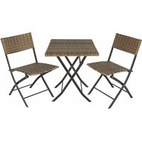 Tectake - Tuinset Balkonset - Wicker Set Trevi - 2 Stoelen En Een Tafel - Natuur - 403715