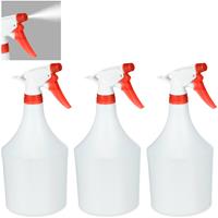 RELAXDAYS 3 x Sprühflasche Pflanzen, einstellbare Düse, 1 Liter Handsprüher, mit Skala, Kunststoff, Blumensprüher, weiß-rot