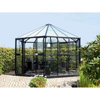 Vitavia Gewächshaus-Pavillon 'Hera 9000' inkl. Stahlfundament schwarz 3 mm ESG, 6 mm HKP - 