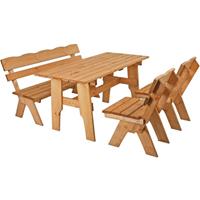 HARMS 4 teilig Tisch Gruppe Kiefer Holz geölt Garten Sitz-Gruppe Veranda Terrasse Hof