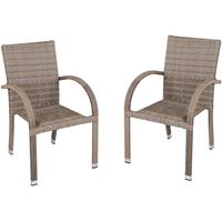 HARMS 2er Armlehnenstuhl Stapelstuhl Garten Terrassen Veranda Balkon SAND