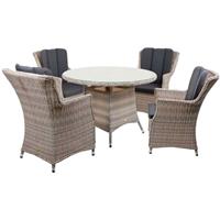 HARMS 4tlg Lounge Set Garten Sitzgruppe Tisch Stuhl Rattan Optik Veranda Balkon