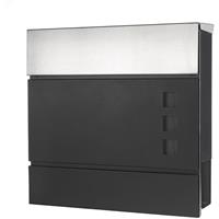 MUCOLA Briefkasten Edelstahl Wandbriefkasten Zeitungsfach Zeitungsrolle Namenschild Design Mailbox Kasten Postkasten Wandmontage - Schwarz / Silber