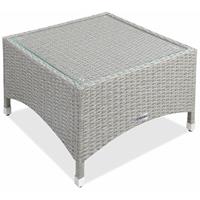 CASARIA Poly Rattan Gartentisch Beistelltisch Balkontisch Gartenmöbel Tisch mit Glasplatte M2 - 58x58x42cm