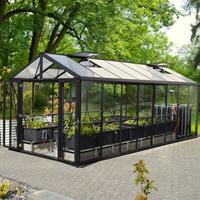 Vitavia Broeikas Zeus Maat 15700 Gepoedercoat Aluminium Zwart - Beglazing Van Gehard Veiligheidsglas + Dubbelwandige Polycarbonaatplaten Van 10mm