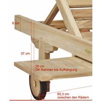 Garden Pleasure Sonnenliege SOLO, mit Ablagebord (LH2) Natur - 5-fach verstellbare Rückenlehne
