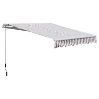 Outsunny knikarmluifel, handmatige zonwering met slinger, wandmontage, weerbestendig, eenvoudig te installeren, 3 x 2,5 m, grijs | Aosom.nl