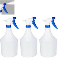 RELAXDAYS Sprühflasche Pflanzen, 3er Set, einstellbare Düse, 1 Liter, mit Skala, Kunststoff, Blumensprüher, weiß-blau