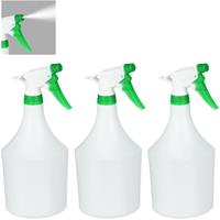 RELAXDAYS Sprühflasche Pflanzen, 3er Set, einstellbare Düse, 1 Liter, mit Skala, Kunststoff, Blumensprüher, weiß-grün