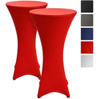 BEAUTISSU 2er Set  Stella Stehtischhusse Stretch Ø 80cm Rot