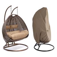 Home Deluxe Polyrattan Hängesessel TWIN braun - komplett inkl. Regenabdeckung I Hängestuhl, Hängekorb, Gartenliege - 