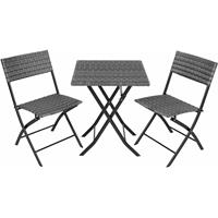 Tectake - Tuinset Balkonset - Wicker Set Trevi - 2 Stoelen En Een Tafel - Grijs - 403197