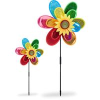 RELAXDAYS 2 x Windrad Blume, dekorativer Blumenstecker, Gartendeko für Balkon oder Terrasse, HxBxT: 74,5 x 37,5 x 14 cm, bunt