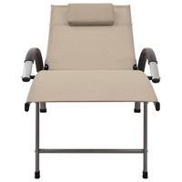 vidaXL Ligbed textileen en aluminium crèmekleurig