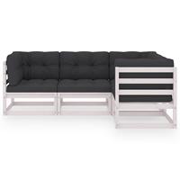 vidaXL 4-delige Loungeset met kussens massief grenenhout