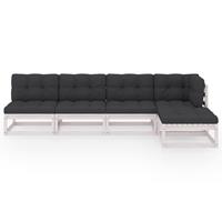 vidaXL 5-delige Loungeset met kussens massief grenenhout