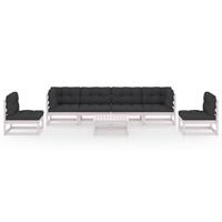 vidaXL 7-delige Loungeset met kussens massief grenenhout