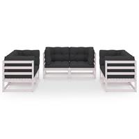vidaXL 6-delige Loungeset met kussens massief grenenhout
