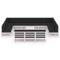 vidaXL 14-delige Loungeset met kussens massief grenenhout wit