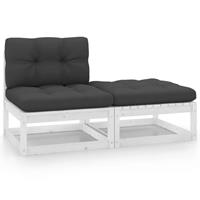 vidaXL 2-delige Loungeset met kussens massief grenenhout wit