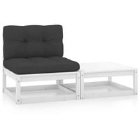 vidaXL 2-delige Loungeset met kussens massief grenenhout wit