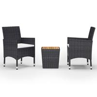 vidaXL 3-tlg. Bistro-Set Poly Rattan und Akazienholz Schwarz 