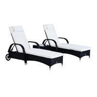 Outsunny 3tlg. Sonnenliegen Set mit Tisch und Kissen  200x73x103 cm schwarz