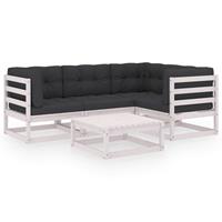 vidaXL 5-delige Loungeset met kussens massief grenenhout