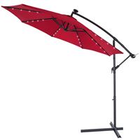 Kingsleeve Zweefparasol met LED-verlichting Rood Haïti Ø300cm