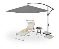 RELAXDAYS Ampelschirm mit Kurbel, ℃ 300 cm, inkl. Schutzhülle, schwenkbar, stabil, XXL Sonnenschirm mit Ständer, grau