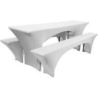 BEAUTISSU Bierbankhusse Stretch Victoria Weiß, 220x70x50 cm - 