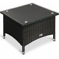 CASARIA Poly Rattan Gartentisch Beistelltisch Balkontisch Gartenmöbel Tisch mit Glasplatte M2 - 50x50x45cm - 