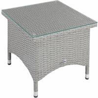 CASARIA Poly Rattan Gartentisch Beistelltisch Balkontisch Gartenmöbel Tisch mit Glasplatte M1 - 50x50x45cm - 