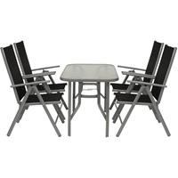 DEGAMO Gartengarnitur RAVENNA 5-teilig, Klappsessel + Glastisch 70x120cm