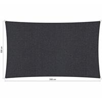 Shadow Comfort Compleet pakket:  rechthoek 3x5m DuoColor Carbon Black met RVS Bevestegingsset en buitendoek reiniger