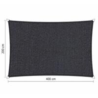 Shadow Comfort Compleet pakket:  rechthoek 2x4m DuoColor Carbon Black met RVS Bevestegingsset en buitendoek reiniger