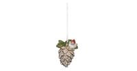 Clayre & Eef Decoratie Hanger Dennenappel 5*4*7 cm Bruin Polyresin Kersthanger