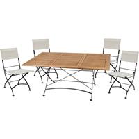 HARMS 5 teilig Tisch Gruppe Eukalyptus Grandis Garten Sitzgruppe Armlehne Terrasse Hof
