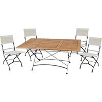 HARMS 5 teilig Tisch Gruppe Eukalyptus Grandis Garten Sitzgruppe Armlehne Terrasse Hof