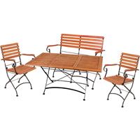 HARMS 4 teilig Tisch Sitz Gruppe Eukalyptus Stühle Bank Garten Armlehnen Balkon Lounge