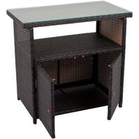 HARMS Sideboard m. Glasplatte Kommode Stehtisch Tisch Rattan-Optik Garten Regal