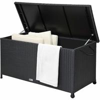 Casaria Opbergbox polyrotan op wielen zwart 122 x 56 x 61cm